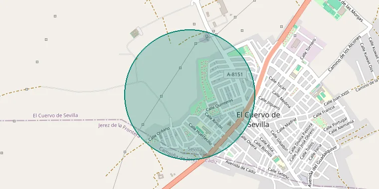 Mapa de la zona aproximada del inmueble en El Cuervo de Sevilla