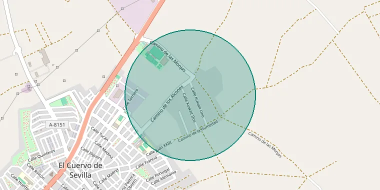 Mapa de la zona aproximada del inmueble en El Cuervo de Sevilla