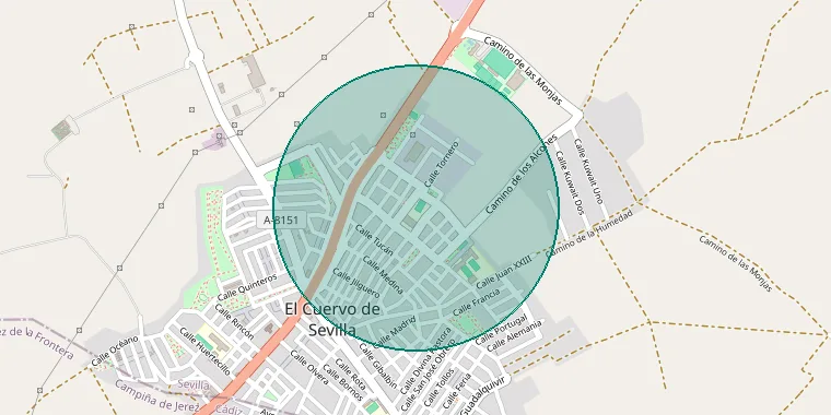 Mapa de la zona aproximada del inmueble en El Cuervo de Sevilla