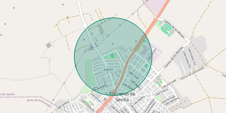 Mapa de la zona aproximada del inmueble en El Cuervo de Sevilla
