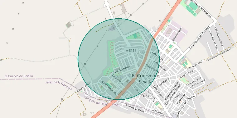 Mapa de la zona aproximada del inmueble en El Cuervo de Sevilla