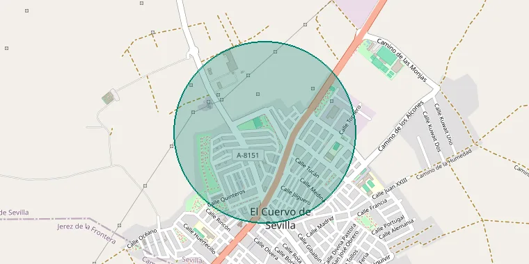 Mapa de la zona aproximada del inmueble en El Cuervo de Sevilla