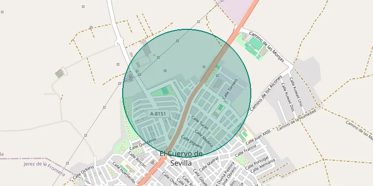 Mapa de la zona aproximada del inmueble en El Cuervo de Sevilla