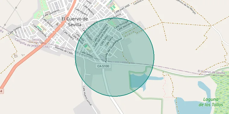 Mapa de la zona aproximada del inmueble en El Cuervo de Sevilla