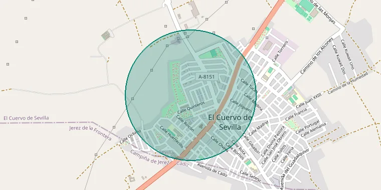 Mapa de la zona aproximada del inmueble en El Cuervo de Sevilla