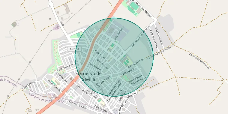 Mapa de la zona aproximada del inmueble en El Cuervo de Sevilla