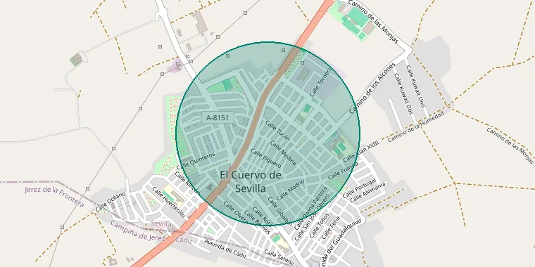Mapa de la zona aproximada del inmueble en El Cuervo de Sevilla