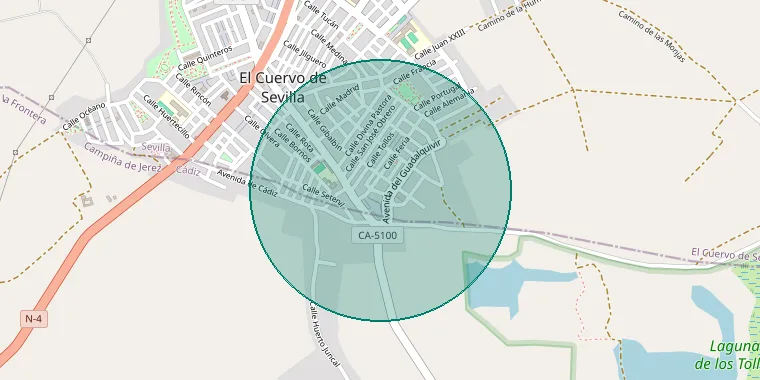 Mapa de la zona aproximada del inmueble en El Cuervo de Sevilla
