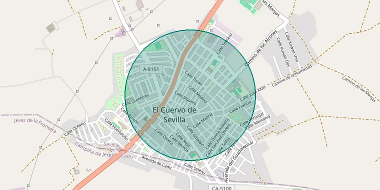 Mapa de la zona aproximada del inmueble en El Cuervo de Sevilla