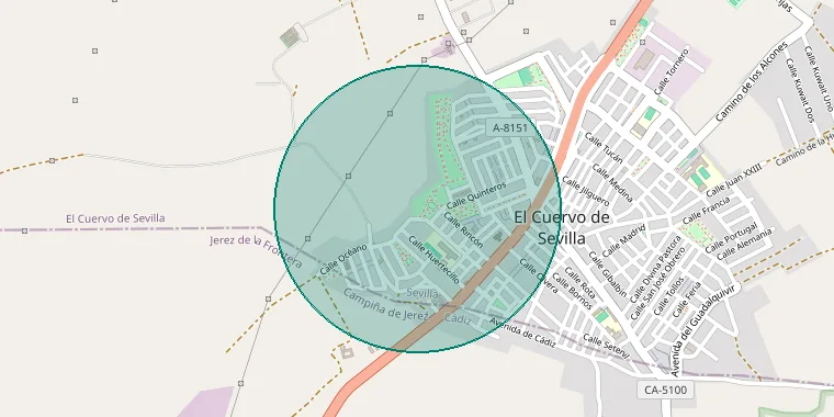 Mapa de la zona aproximada del inmueble en El Cuervo de Sevilla