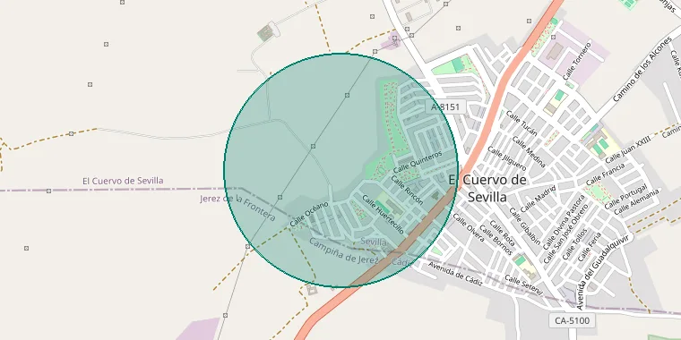 Mapa de la zona aproximada del inmueble en El Cuervo de Sevilla